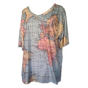POLYESTER AND SPANDEX, MAP OF THE WORLD, FUN SIZE 2SL